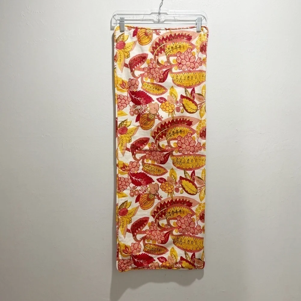 POTTERY BARN Ivory Orange Paisley Cotton Linen Blend Pillow Cover Sham 14” X 36”